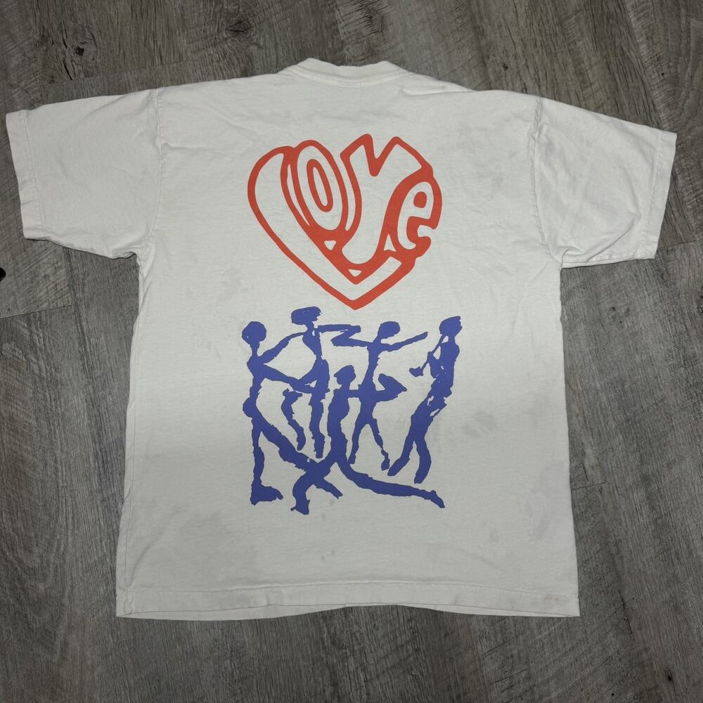 OBEY Mens Medium S/S T Shirt LOVE OVER HATE Distressed White Heavy Crew Graphic
